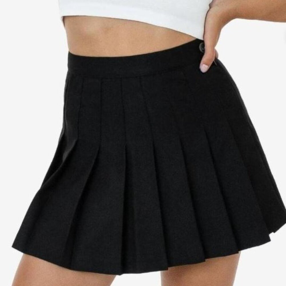 Forever 21 Women's Black Pleated Mini Skater Tennis‎ Skirt Size Medium